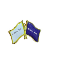Load image into Gallery viewer, Shirley Custom 3.2X2.15cm customize logo /picture/photo /name gold plated metal flag shape badge wholesale flag pins