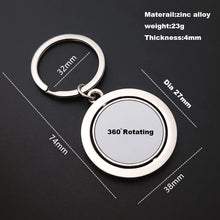 Load image into Gallery viewer, Shirley Custom 360° double sides Circular rotating zinc alloy metal key chain Custom logo/name/ID keychain customize ads gift