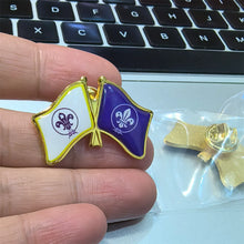 Load image into Gallery viewer, Shirley Custom 3.2X2.15cm customize logo /picture/photo /name gold plated metal flag shape badge wholesale flag pins