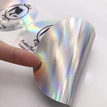 Load image into Gallery viewer, Shirley Custom 100pcs/lot waterproof laser stickers holographic Logo printing Packaging Labels Aesthetic Phone Laptop Decal
