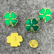 Load image into Gallery viewer, Wholesale clover badge four-leaf clover oil-drip paint brooch pendant accessories St. Patrick&#39;s Day gift jewelry corsage clover badge holder clover badge
