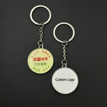 Load image into Gallery viewer, Shirley Custom Round shape metal keychain zinc alloy engraved small pendant  laser LOGO small ads gift
